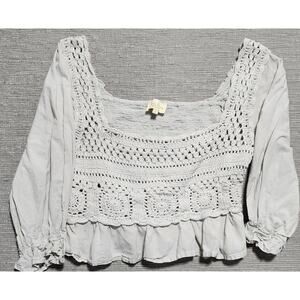 Rebellion Again Crochet Boho Peplum Blouse Women’s Large Cottagecore
